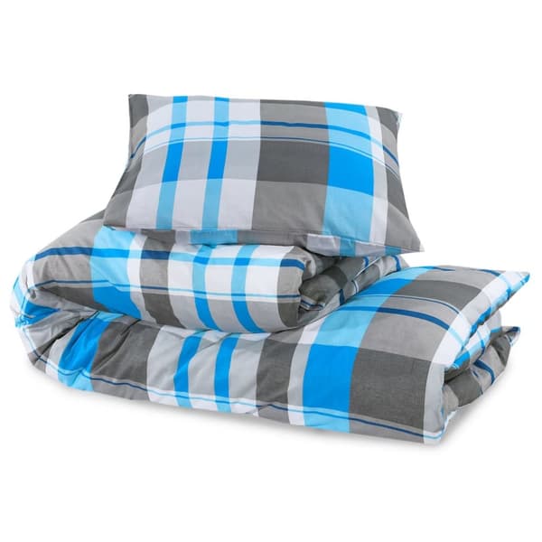 vidaXL Pussilakanasetti sininen ja harmaa 200x200 cm puuvilla -  Tyynynpäälliset