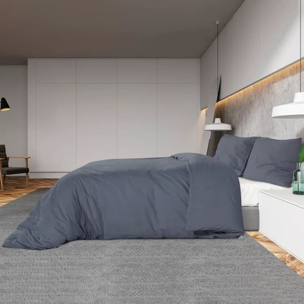 vidaXL sengetøj 155x220 cm bomuld antracitgrå - Duntæpper