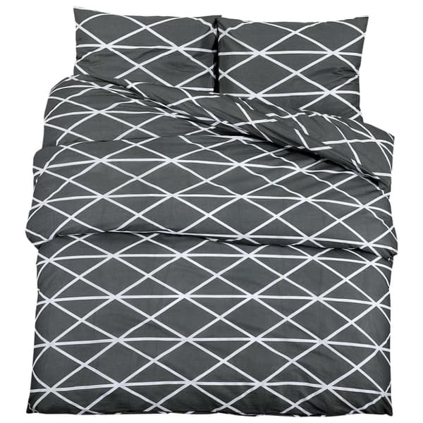 vidaXL Bäddset grå 200x200 cm bomull - Påslakan