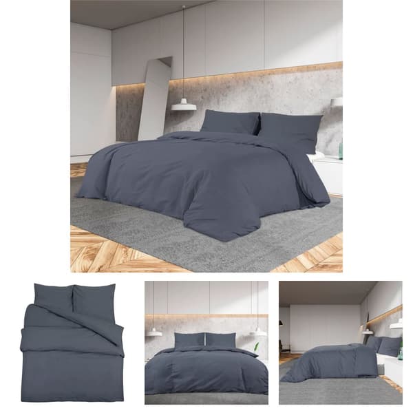 The Living Store Bäddset antracit 220x240 cm bomull -  Påslakan