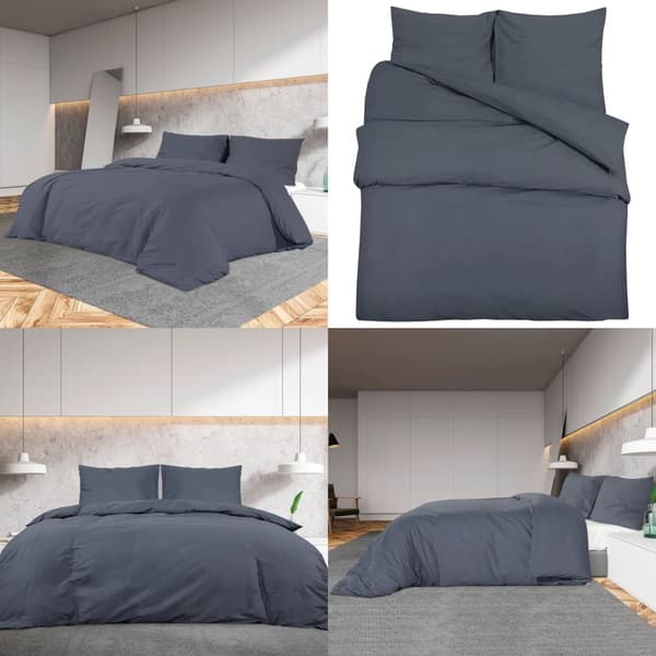 Bäddset antracit 135x200 cm bomull - Påslakan - Bäddset - Home & Living
