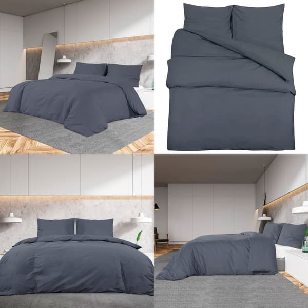 Sengetøj 155x220 cm bomuld antracitgrå - Sengetøj - Sengebetræk - Home & Living