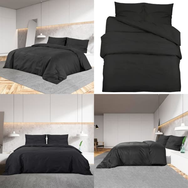 Sengetøj 240x220 cm bomuld sort - Sengetøj - Sengebetræk - Home & Living