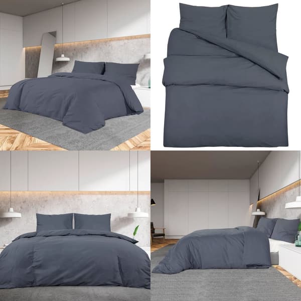 Bäddset antracit 220x240 cm bomull - Påslakan - Bäddset - Home & Living