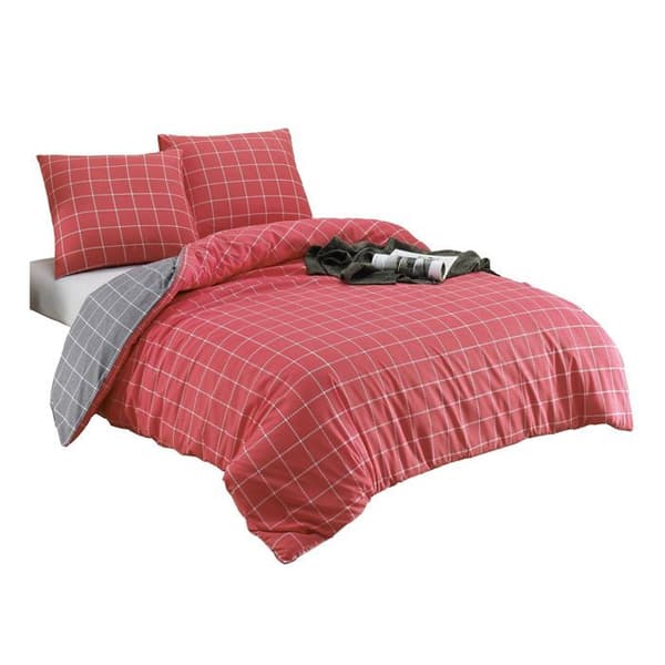 Sängset - TRENDY - Röd - 240x260 cm - 80% Bomull - 2 Kuddöverdrag