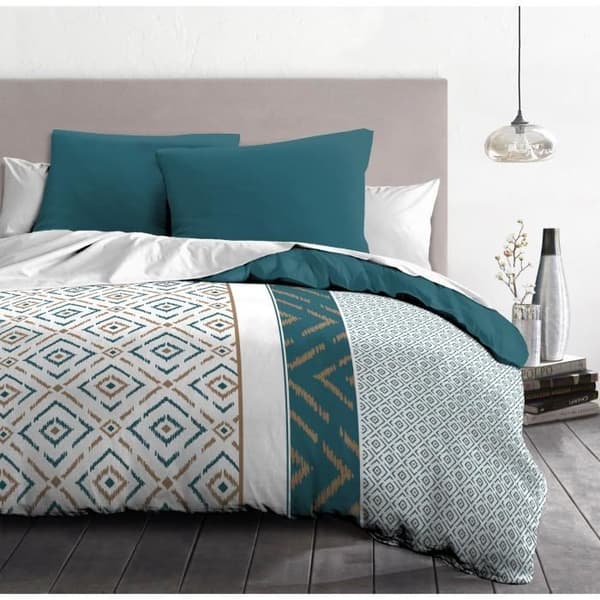 ETHNO Microfiber påslakanset 220x240cm och 2 örngott 63x63cm Ankblå