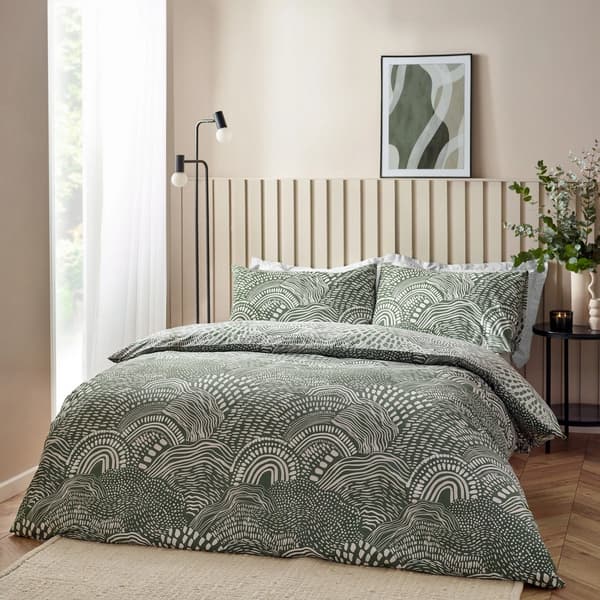 Hoem Nola Abstract Duvet Cover Set Olive Superking