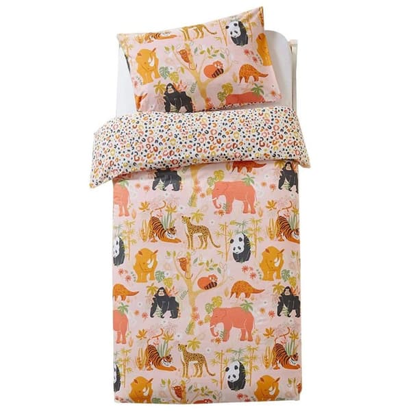 Little Furn Wildlife Reversible Animals Duvet Cover Set Multicoloured/Green Toddler