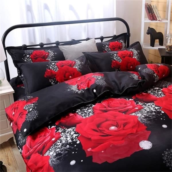 TOFOCO Red Rose påslakanset - 100% polyester - 220x240cm + 2 örngott 48x74cm