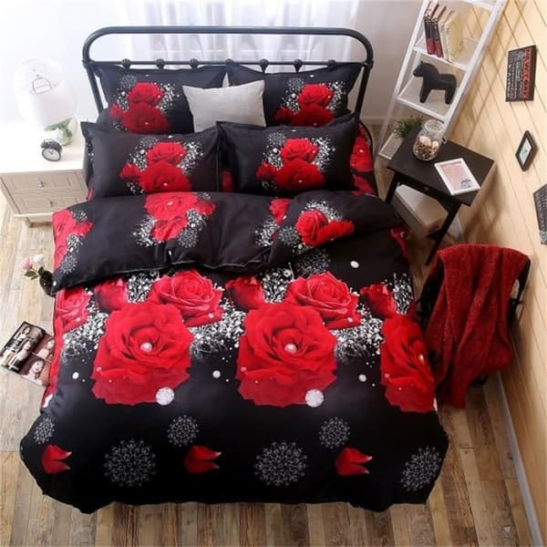 TOFOCO Red Rose påslakanset - 100% polyester - 220x240cm + 2 örngott 48x74cm