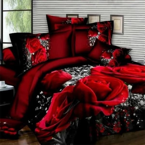 TOFOCO Red Rose påslakanset - 100% polyester - 220x240cm + 2 örngott 48x74cm