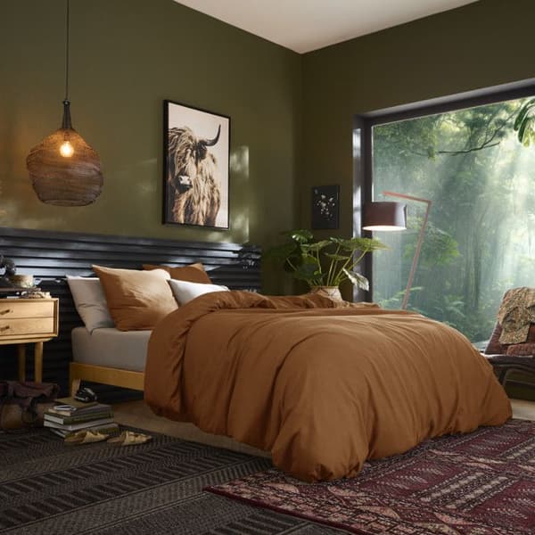 "Haven" påslakanset - 50% Bomull / 50% Linne - - Haven Caramel - Påslakanset 240 x 220 cm + 2 örngott 63 x 63 cm