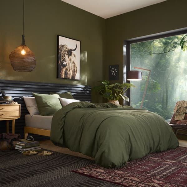 "Haven" påslakanset - 50% Bomull / 50% Linne - - Haven Khaki - Påslakanset 260 x 240 cm + 2 örngott 63 x 63 cm
