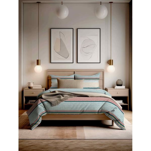 "Scandi Stripe" påslakanset 100% bomull / 57 trådar/cm² - Påslakanset 260 x 240 cm + 2 örngott 63 x 63 cm