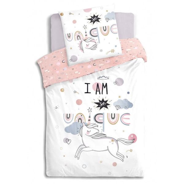 Påslakanset 140 x 200 "Unicorn" Vändbar 100% bomull / 57 trådar/cm²