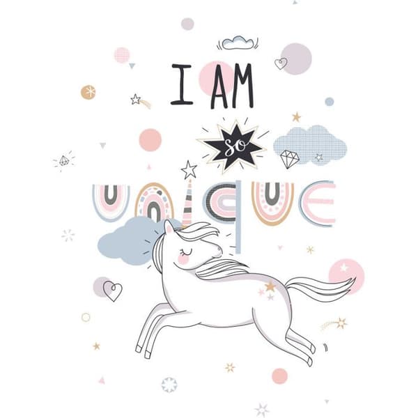 Påslakanset 140 x 200 "Unicorn" Vändbar 100% bomull / 57 trådar/cm²