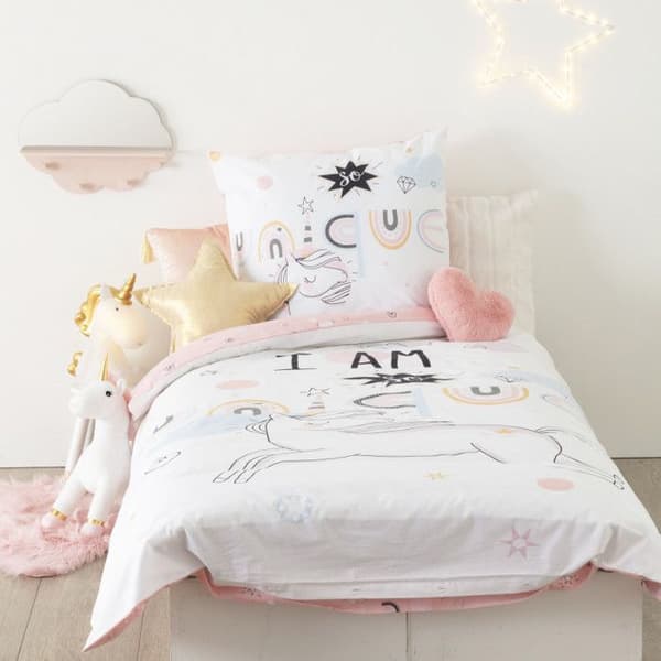 Påslakanset 140 x 200 "Unicorn" Vändbar 100% bomull / 57 trådar/cm²