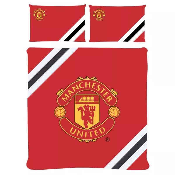 Manchester United FC Stripe Reversible Duvet Cover Set