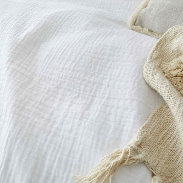 Ananas elefant - Påslakan Set - Afra White Cotton Muslin Dubbelsängar Set