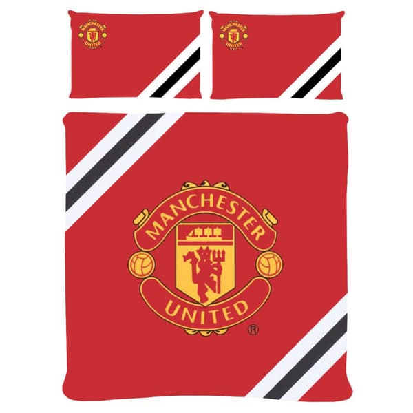 Manchester United FC Core Stripe Duvet Cover Set Red/Black Double