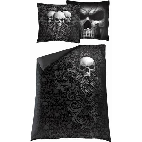 Spiral Direct Skull Scroll Duvet Cover Set Black Single