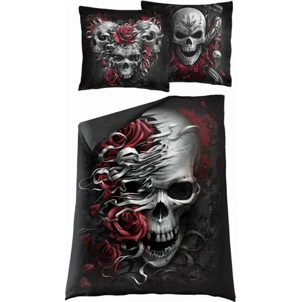 Spiral Direct Skull And Roses Duvet Cover Set Black Single