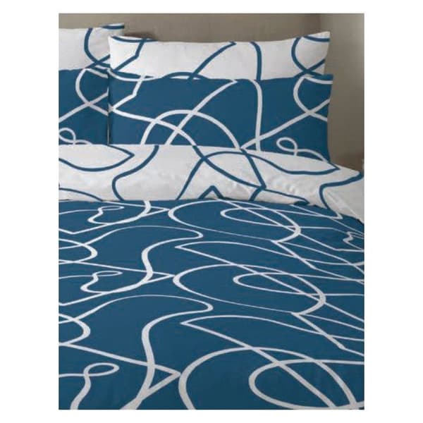 "Pablo" påslakanset 100% bomull / 57 trådar/cm² - Pablo Bleu - Påslakanset 240 x 220 cm + 2 örngott 63 x 63 cm