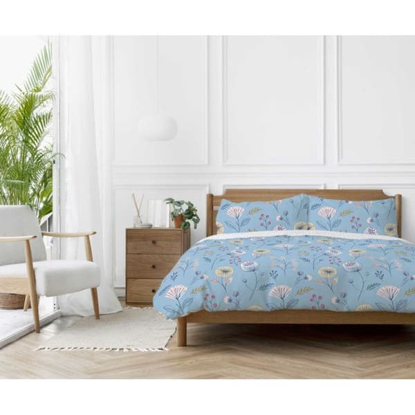 Duvetset "Olia" alla dimensioner 100% Bomull / 57 Trådar/cm² - Olia Blå - Duvetset 240 x 220 cm + 2 Örngott
