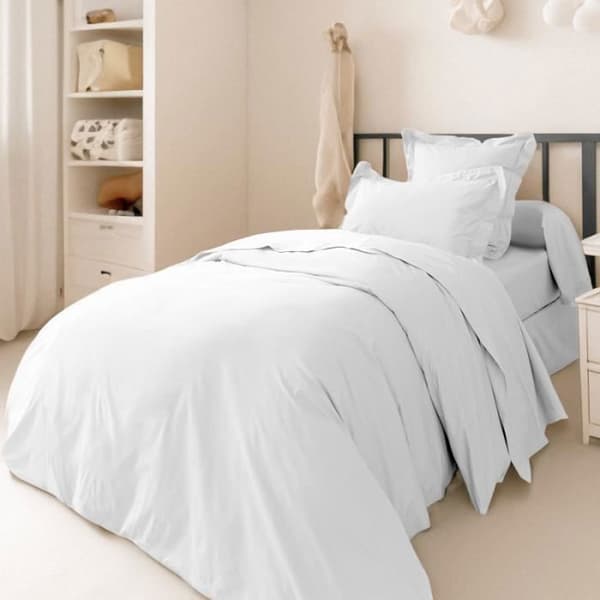 Kammad bomull percale påslakan "Julian" Pure Cotton - Julian Neige - Påslakan 140 x 200 cm