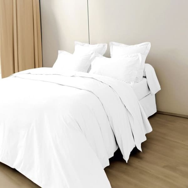 Kammad bomull percale påslakan "Julian" Pure Cotton - Julian Neige - Påslakan 260 x 240 cm