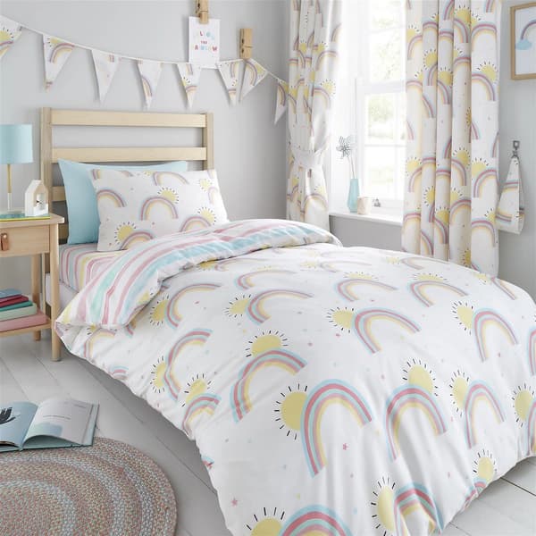 Rainbow & Sunshine Duvet Cover Set Multicoloured Single