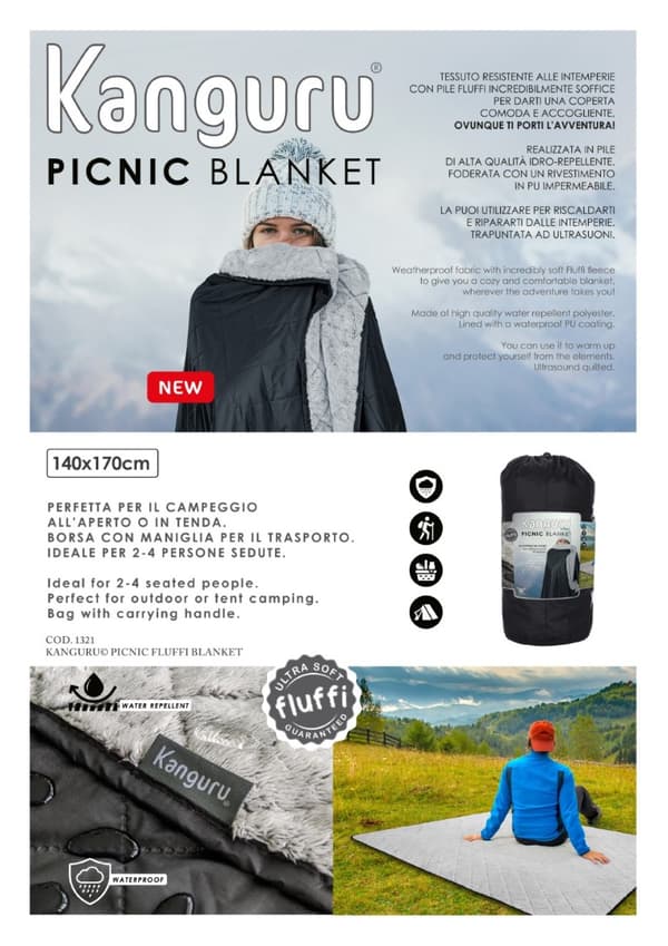 KANGURU Picnic Fluffi filt 140 x 170 cm