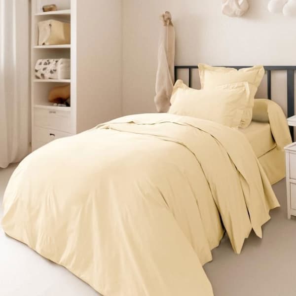 Kammad bomull percale påslakan "Julian" Pure Cotton - Julian Ivory - Påslakan 140 x 200 cm