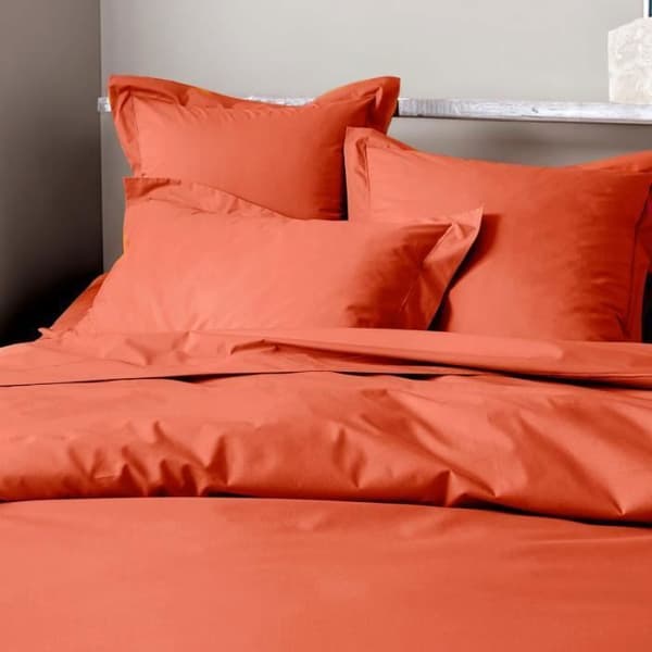 Kammad bomull percale påslakan "Julian" Pure Cotton - Julian Terracotta - Påslakan 140 x 200 cm