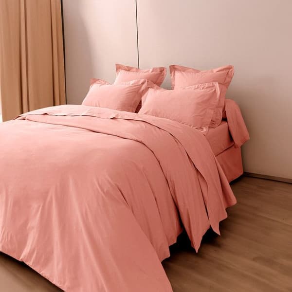 Kammad bomull percale påslakan "Julian" Pure Cotton - Julian Powder Pink - Påslakan 240 x 220 cm