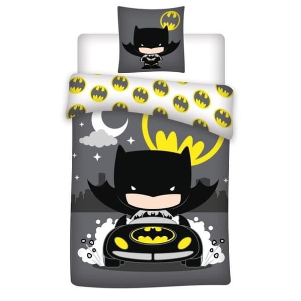 Sängkläder - Batman - Ekologisk bomull - 140x200 cm - 1 Kuddöverdrag 65x65 cm - Maskintvättbar
