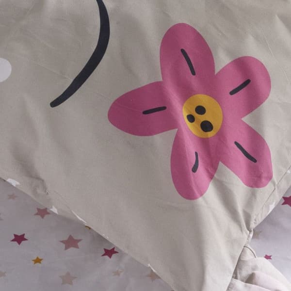 Påslakanset 140 x 200 "Meow star" Vändbar 100% bomull / 57 trådar/cm²