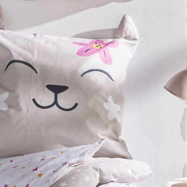 Påslakanset 140 x 200 "Meow star" Vändbar 100% bomull / 57 trådar/cm²