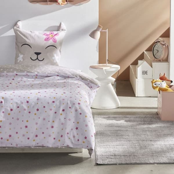 Påslakanset 140 x 200 "Meow star" Vändbar 100% bomull / 57 trådar/cm²