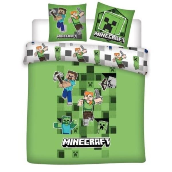 Sängkläder - Minecraft - Creeper TNT - Vändbar - Grå, Grön och svart