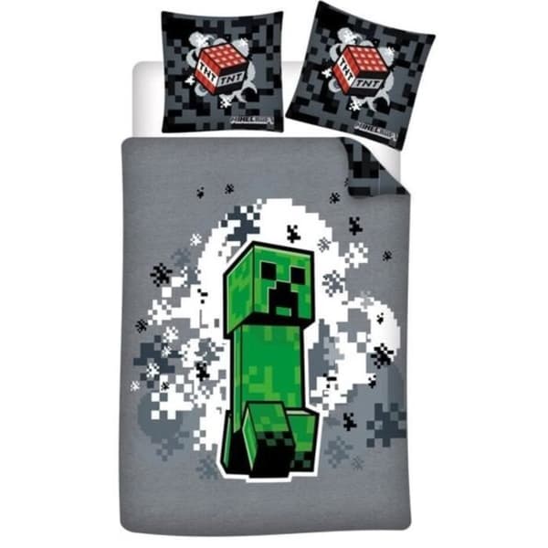 Minecraft - Polycotton Creeper Sängkläder för barn, Påslakan 140x200 cm, Örngott 65x65 cm