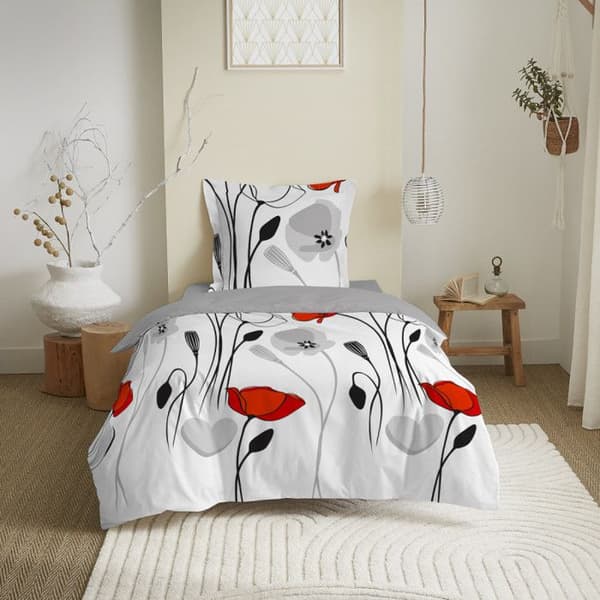 Vändbart påslakan för säng 90 x 190 cm Poppy