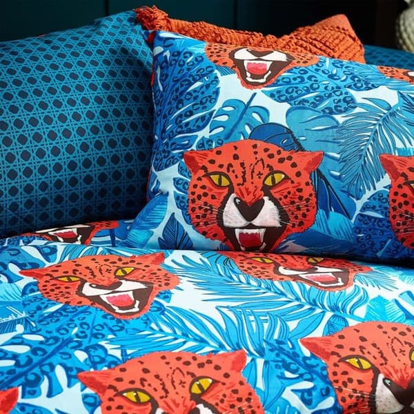 Furn. - OTAMMAD/D03/BLU - Otämjad sängkläder i polycotton för king size-säng Blå