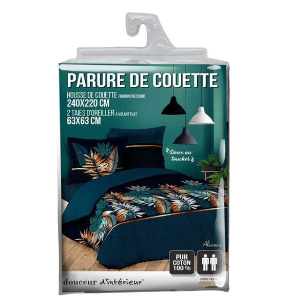 Bäddset - ALIANOR - 240x220 cm - 100% bomull - Allover tryck - 3 st