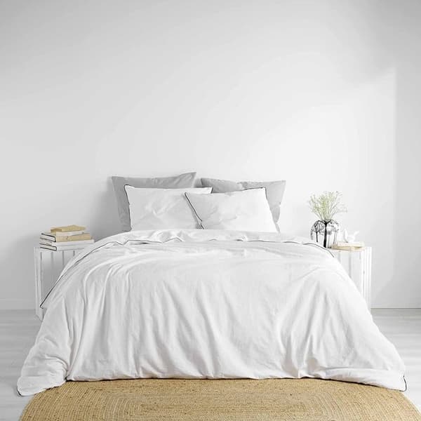 Påslakan 240 x 220 cm tvättad bomull 57 trådar Linette Vit