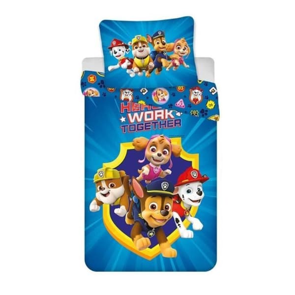 Paw Patrol Heros - Barnbäddset Bomull 57 trådantal, Påslakan 140x200 cm, Örngott 65x65 cm