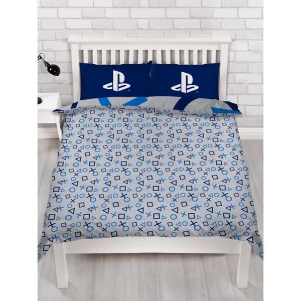 Set med påslakan - Playstation - Dubbel - Mörkblå och ljusblå - 200x200 cm - Maskintvättbar