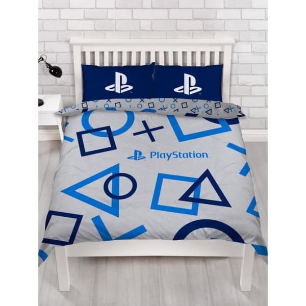 Set med påslakan - Playstation - Dubbel - Mörkblå och ljusblå - 200x200 cm - Maskintvättbar