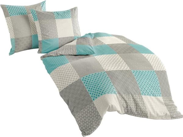 Bierbaum - 627714 - Sänglinnedesign, Bäverfin, Turkos, 155 x 220 cm + 80x80 cm, Komfortstorlek