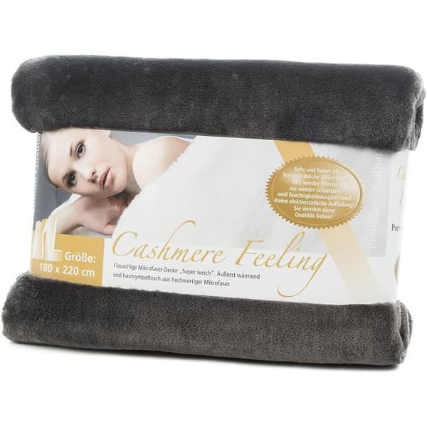 Gözze Cashmere Feeling Filt, Polyester, Antracit, 180 x 220 cm - 40128-91-180220